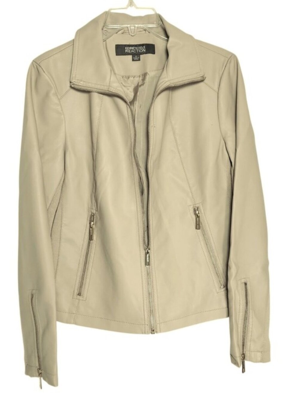 Kenneth Cole Reaction Women's Beige Leather Jacket